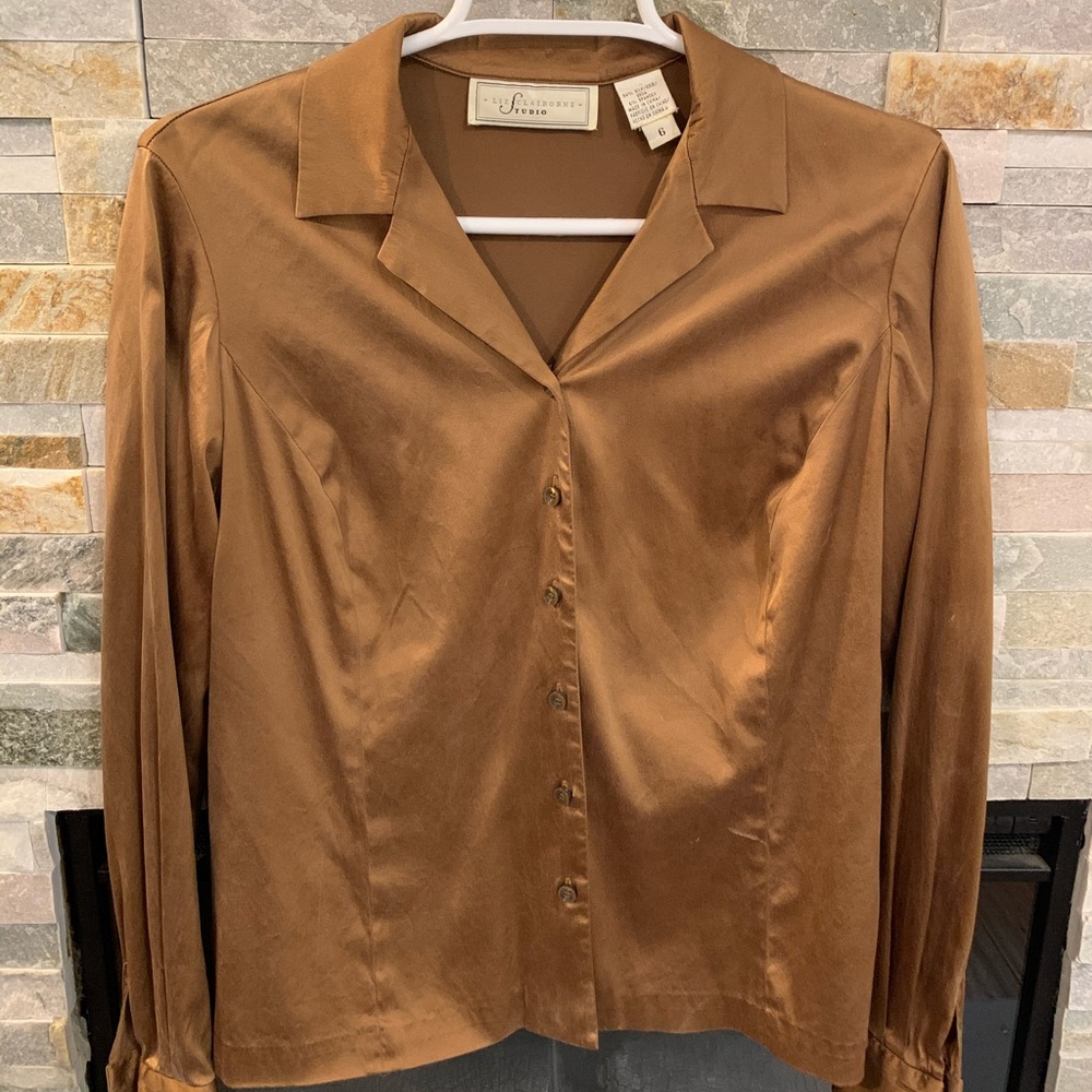 Business satin button down